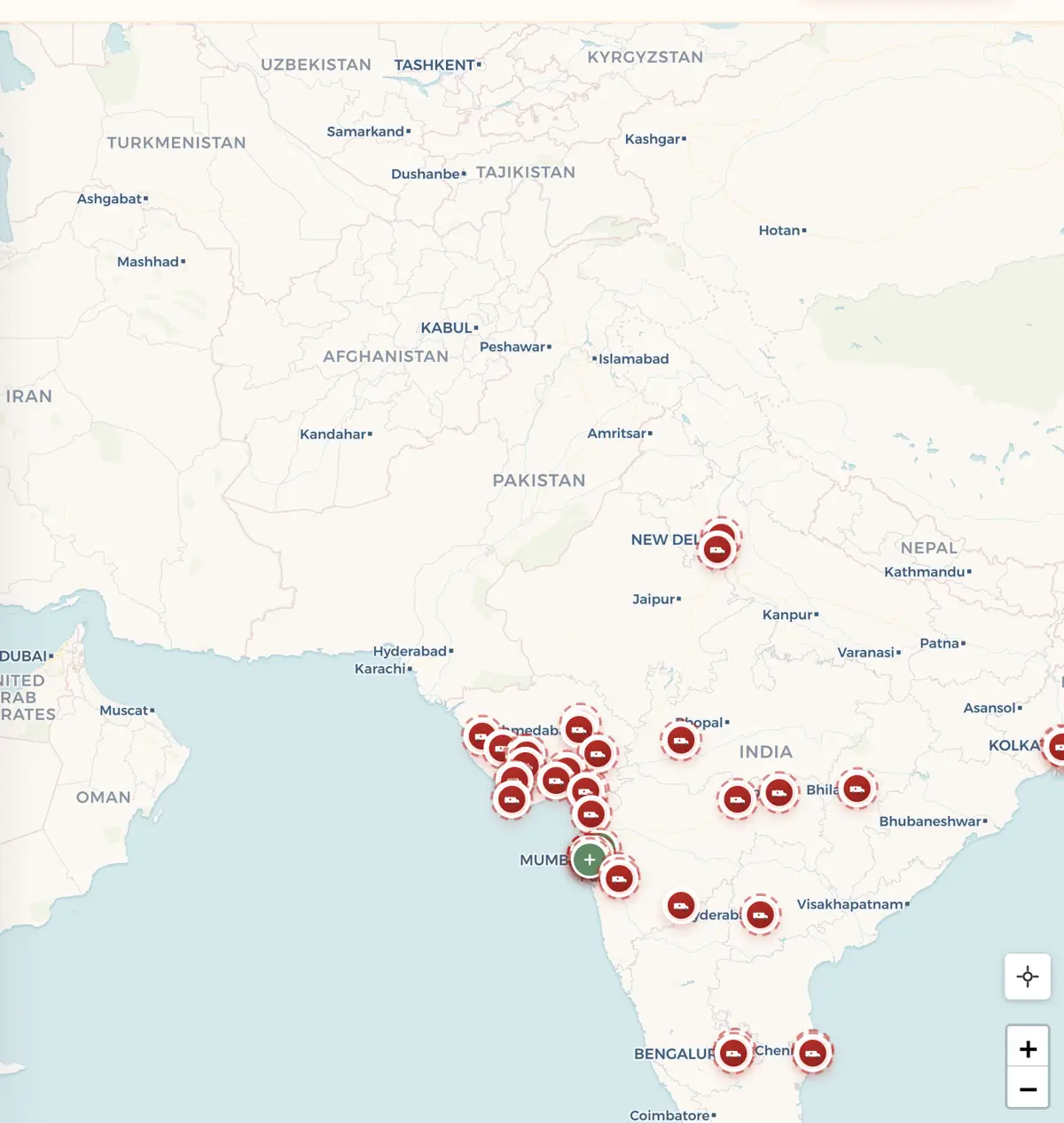 Live map of AlwaysCare ambulances and clinics across India